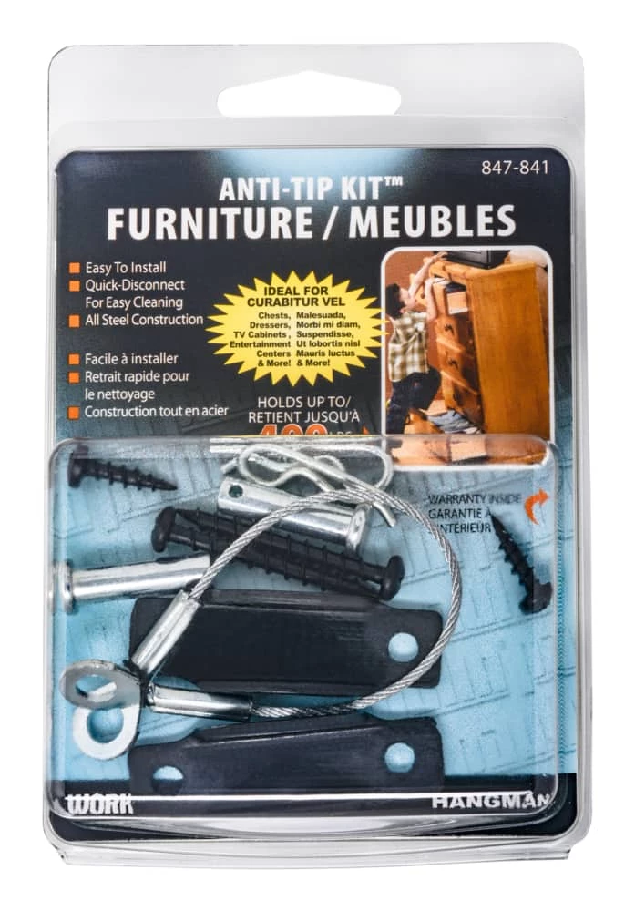 Hillman Hangman Anti-Tip Furniture Kit 3 Hillman Hangman Anti-Tip Furniture Kit