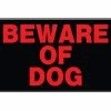 Hillman 840143 Aluminum Self-Adhesive Beware Of Dog Sign, 10 X 14-in, Black/Red