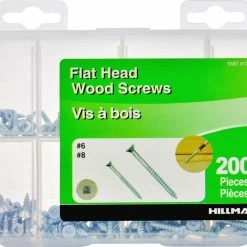 Hillman #6 & #8 Flat Head Wood Screw Kit, 200-pc