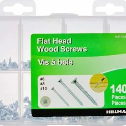 Hillman #6, #8 & #10 Flat Head Wood Screw Kit, 140-pc