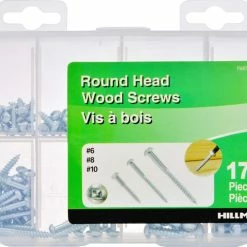 Hillman #6, #8 & #10 Round Head Wood Screw Kit, 190-pc